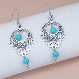 Turquoise Bead Dangle Earrings